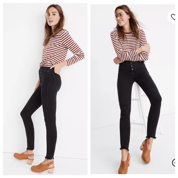 NWOT Black Button-Fly Hi Rise Skinny Jeans - Picture 2 of 11